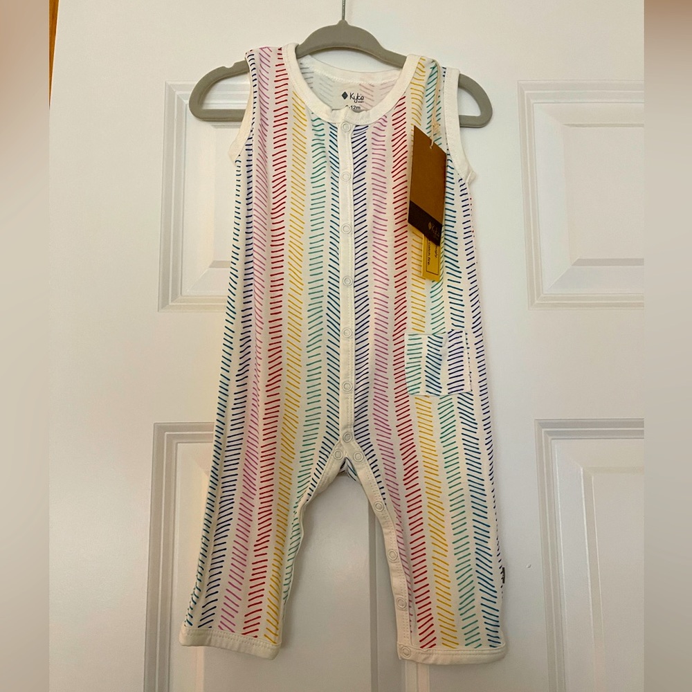 RARE kyte baby rainbow herringbone sleevless romper